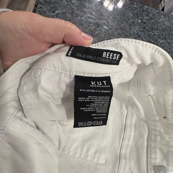Kut From The Kloth Reese Fab Ab Ankle Straight Leg Jeans Women’s 16 White Raw He - Picture 4 of 9